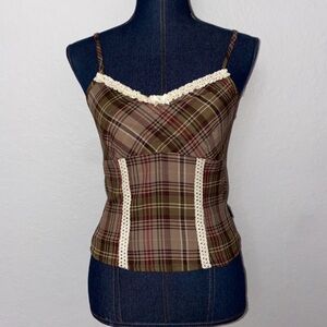 Plaid Lace Trim Camisole